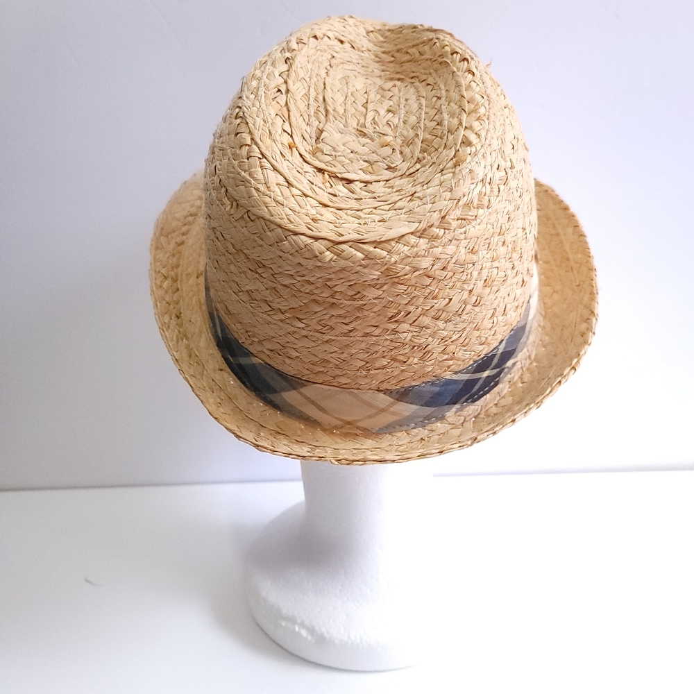 Gap Straw Fedora Hat Unisex Plaid Tartan Hat Band Adu… Gem
